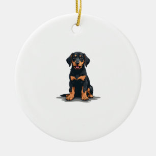 Vintage Black and Tan Dog Back View Illustration P Ceramic Tree Decoration