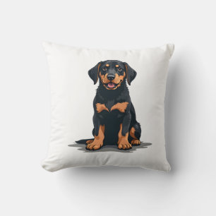 Vintage Black and Tan Dog Back View Illustration P Cushion