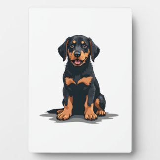 Vintage Black and Tan Dog Back View Illustration P Plaque