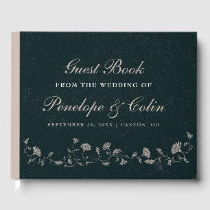 Vintage Black and Tan Library Wedding Guest Book
