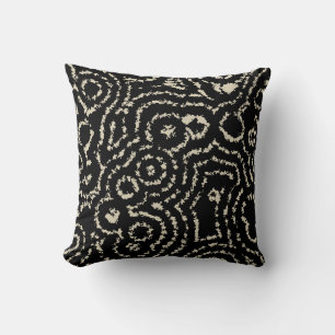 Vintage Black and Taupe Circles Cushion