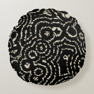 Vintage Black and Taupe Circles Round Cushion