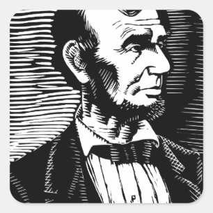 Vintage Black and White Abraham Lincoln Portrait Square Sticker