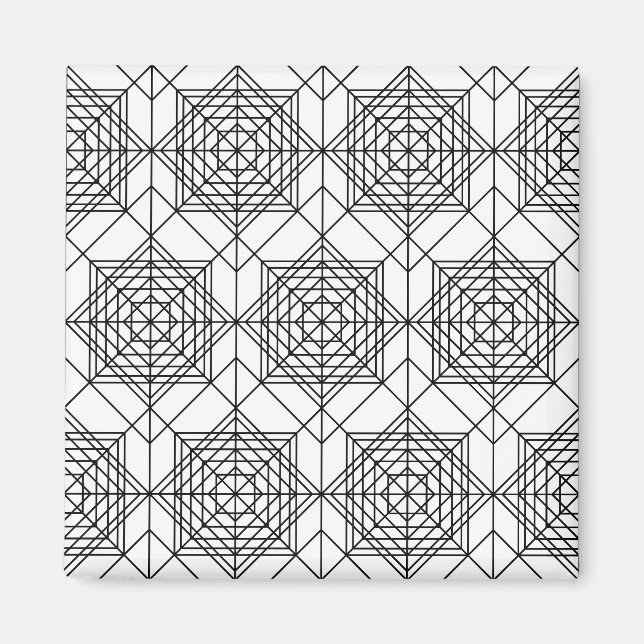 Vintage Black and White Abstract Linear Pattern Magnet (Front)