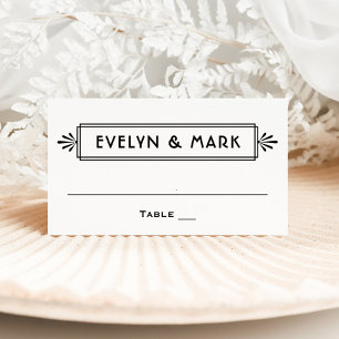 Vintage Black and White Art Deco Monogram Place Card