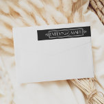Vintage Black and White Art Deco Wedding Monogram Wrap Around Label<br><div class="desc">Wedding wrap-around return address labels inspired by vintage art deco style. Label design features a black and white colour scheme with decorative monogram frame and "and" in an elegant script. Personalise with bride and groom names and return address.</div>