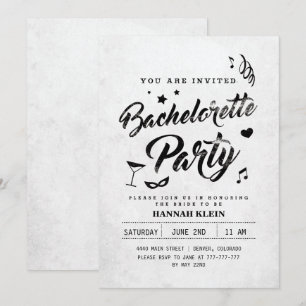 Vintage Black and White Bachelorette Invitation