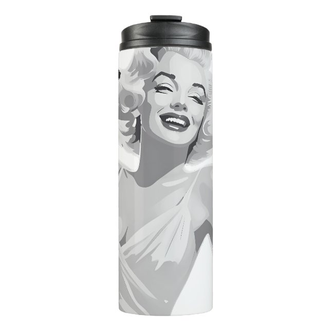 Vintage Black and White Blonde Thermal Tumbler (Front)