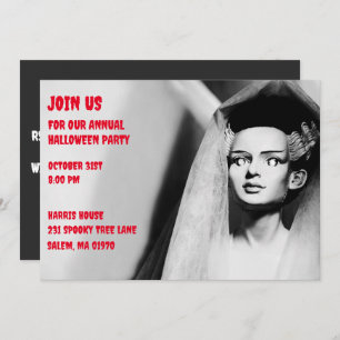 Vintage Black and  White Bride of Frankenstein  Invitation
