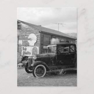 Vintage Black and White Car Postcard
