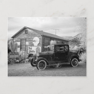 Vintage Black and White Car Postcard