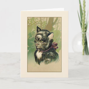 Vintage Black and White Cat Portrait Note Card