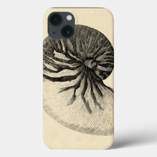 Vintage Black and White Conch Shell iPhone 13 Case