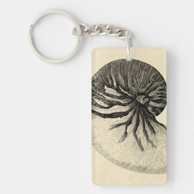 Vintage Black and White Conch Shell Key Ring (Front)