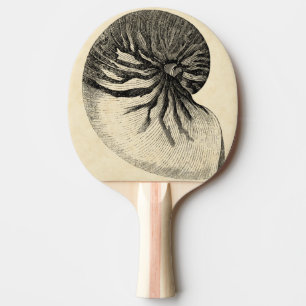 Vintage Black and White Conch Shell Ping Pong Paddle