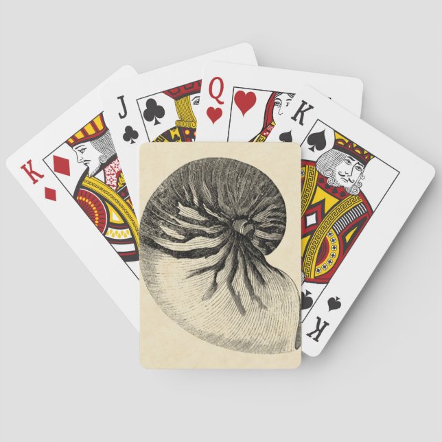 Vintage Black and White Conch Shell Playing Cards (Back)