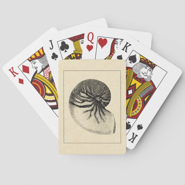 Vintage Black and White Conch Shell Playing Cards (Back)