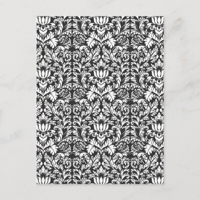 Vintage Black and White Damask Lace Brocade Postcard (Front)