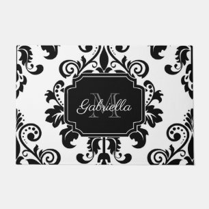 Vintage Black and White Doormat