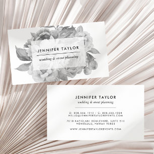 Vintage Black and White Floral Business Card