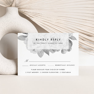 Vintage Black and White Floral Meal Choice RSVP Card