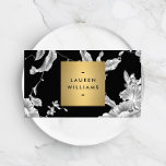 Vintage Black and White Floral Pattern Business Card<br><div class="desc">A vintage-inspired floral pattern is transformed into a modern backdrop when combined with a faux metallic gold box containing your name or business name on this glamourous business card template. This design is part of a series of coordinating office supplies. For design requests or questions, please reach out to us...</div>