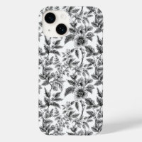 Vintage Black and White Floral Pattern Ferns