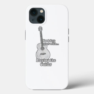 Vintage black and white guitar iPhone 13 case