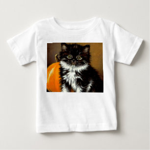 Vintage Black and White Halloween Cat Baby T-Shirt
