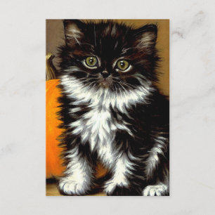 Vintage Black and White Halloween Cat Enclosure Card