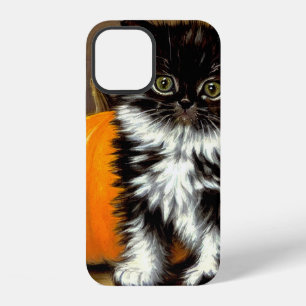 Vintage Black and White Halloween Cat iPhone 12 Case