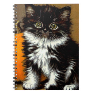 Vintage Black and White Halloween Cat Notebook