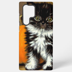 Vintage Black and White Halloween Cat Samsung Galaxy Case