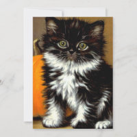 Vintage Black and White Halloween Cat