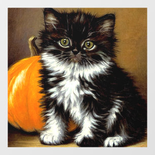 Vintage Black and White Halloween Cat Window Cling