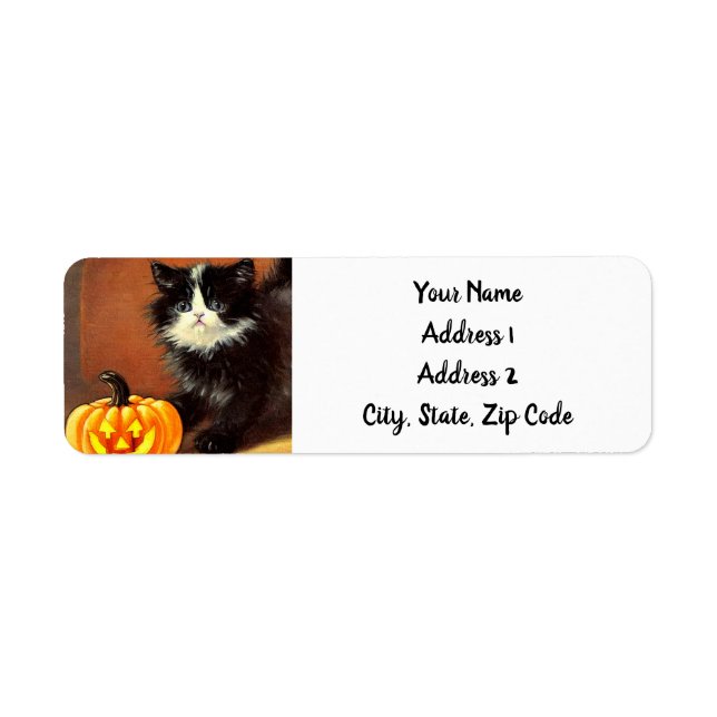 Vintage Black and White Halloween Kitten (Front)