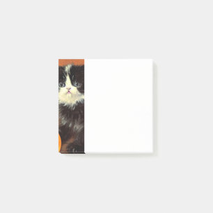 Vintage Black and White Halloween Kitten Post-it Notes