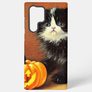 Vintage Black and White Halloween Kitten Samsung Galaxy Case