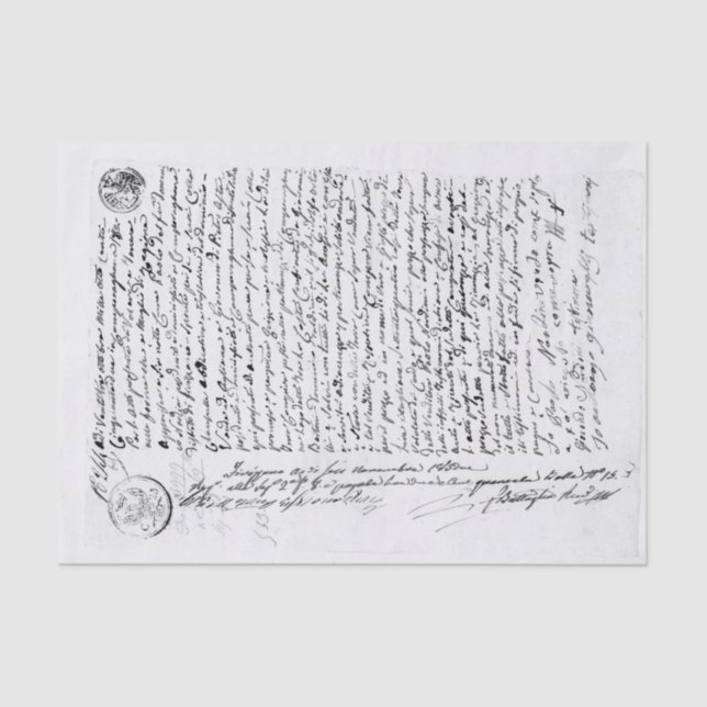 Vintage Black and White Handwritten Letter Tissue Paper (Front)