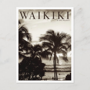 Vintage Black and white Hawaii Announcement Postcard