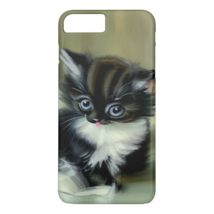 Vintage Black and White Kitten Tongue Sticking Out iPhone 8 Plus/7 Plus Case