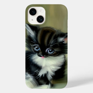 Vintage Black and White Kitten Tongue Sticking Out Case-Mate iPhone 14 Case