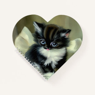 Vintage Black and White Kitten Tongue Sticking Out Notebook