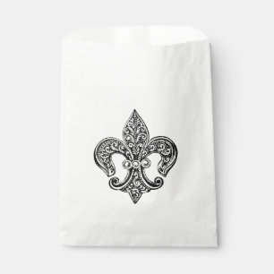 Vintage Black and White Lacy Fleur De Lis Favour Bags