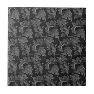 Vintage Black and White Leaf Flora Pattern Tile