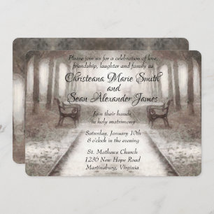 Vintage Black and White Park Watercolor Invitation