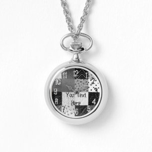 vintage black and white patchwork fabric watch