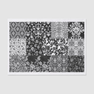 Vintage Black and White Pattern Collage Tissue Paper