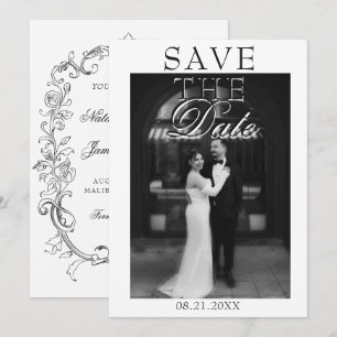 Vintage Black And White Photo Old Money Wedding Save The Date