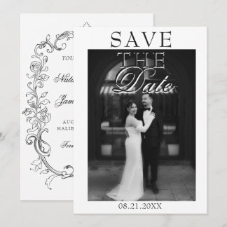 Vintage Black And White Photo Old Money Wedding Save The Date
